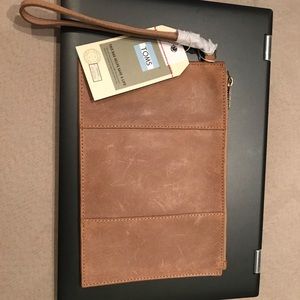 TOMS Leather Pouch/Clutch in Cognac